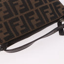 FENDI Zucca Canvas Hand Bag Black Brown Auth 184638-6