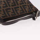 FENDI Zucca Canvas Hand Bag Black Brown Auth 184638-7