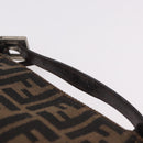 FENDI Zucca Canvas Hand Bag Black Brown Auth 184638-8