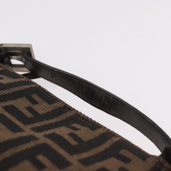 FENDI Zucca Canvas Hand Bag Black Brown Auth 184638