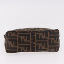 FENDI Zucca Canvas Hand Bag Black Brown Auth 184638-9