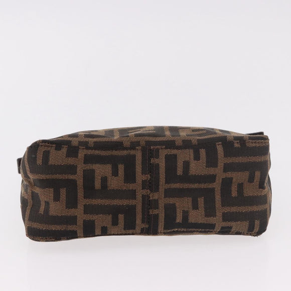 FENDI Zucca Canvas Hand Bag Black Brown Auth 184638