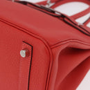 HERMES Birkin 30 Hand Bag Taurillon Leather Red Silver Auth 184651SAM-16
