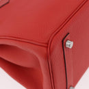 HERMES Birkin 30 Hand Bag Taurillon Leather Red Silver Auth 184651SAM-17