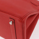 HERMES Birkin 30 Hand Bag Taurillon Leather Red Silver Auth 184651SAM-18