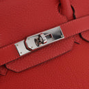 HERMES Birkin 30 Hand Bag Taurillon Leather Red Silver Auth 184651SAM-19