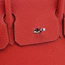 HERMES Birkin 30 Hand Bag Taurillon Leather Red Silver Auth 184651SAM-21