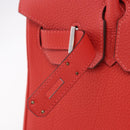 HERMES Birkin 30 Hand Bag Taurillon Leather Red Silver Auth 184651SAM-23