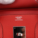 HERMES Birkin 30 Hand Bag Taurillon Leather Red Silver Auth 184651SAM-25