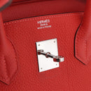 HERMES Birkin 30 Hand Bag Taurillon Leather Red Silver Auth 184651SAM-26