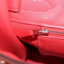 HERMES Birkin 30 Hand Bag Taurillon Leather Red Silver Auth 184651SAM-30
