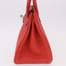 HERMES Birkin 30 Hand Bag Taurillon Leather Red Silver Auth 184651SAM-3