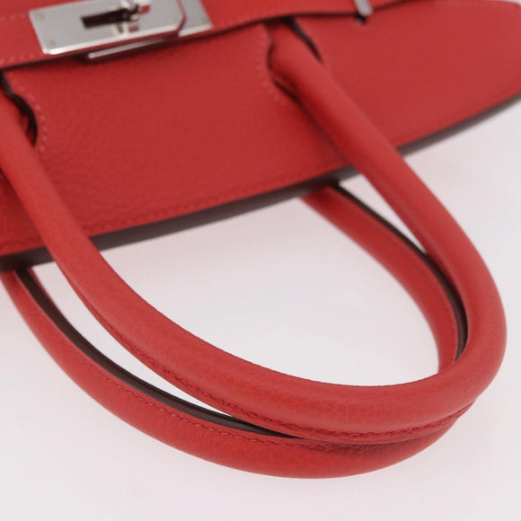 HERMES Birkin 30 Hand Bag Taurillon Leather Red Silver Auth 184651SAM