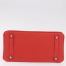 HERMES Birkin 30 Hand Bag Taurillon Leather Red Silver Auth 184651SAM-5
