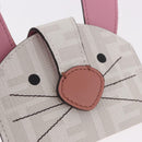 FENDI Zucca Canvas Best Friends Forever Rabbit Card Case White Gold Auth 184654M-11