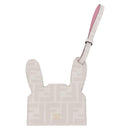 FENDI Zucca Canvas Best Friends Forever Rabbit Card Case White Gold Auth 184654M-3