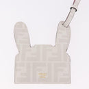 FENDI Zucca Canvas Best Friends Forever Rabbit Card Case White Gold Auth 184654M-6