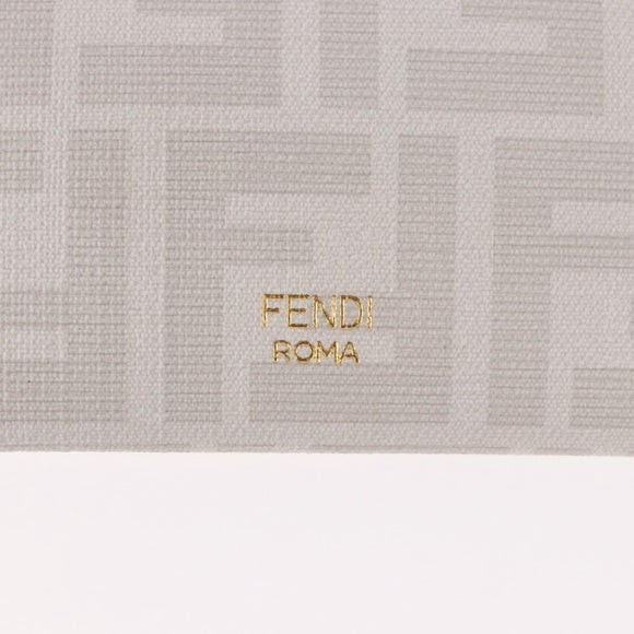 FENDI Zucca Canvas Best Friends Forever Rabbit Card Case White Gold Auth 184654M