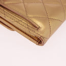 CHANEL Matelasse Compact Wallet Lamb Skin Gold CC Auth 184655M-16
