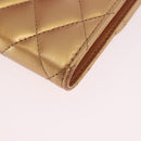 CHANEL Matelasse Compact Wallet Lamb Skin Gold CC Auth 184655M-17
