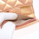 CHANEL Matelasse Compact Wallet Lamb Skin Gold CC Auth 184655M-23
