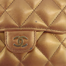 CHANEL Matelasse Compact Wallet Lamb Skin Gold CC Auth 184655M-2