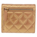 CHANEL Matelasse Compact Wallet Lamb Skin Gold CC Auth 184655M-3