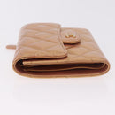 CHANEL Matelasse Compact Wallet Lamb Skin Gold CC Auth 184655M-5