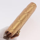 CHANEL Matelasse Compact Wallet Lamb Skin Gold CC Auth 184655M-6