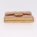 CHANEL Matelasse Compact Wallet Lamb Skin Gold CC Auth 184655M-7