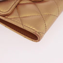 CHANEL Matelasse Compact Wallet Lamb Skin Gold CC Auth 184655M-14
