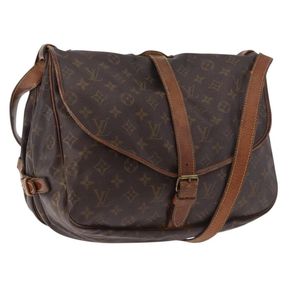 LOUIS VUITTON Monogram Saumur 35 Shoulder Bag M42254 LV Auth 184676