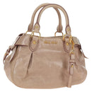 Miu Miu Ribbon Hand Bag Leather 2way Beige Gold Auth 184677M-1