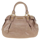 Miu Miu Ribbon Hand Bag Leather 2way Beige Gold Auth 184677M-13
