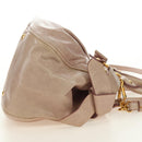 Miu Miu Ribbon Hand Bag Leather 2way Beige Gold Auth 184677M-4