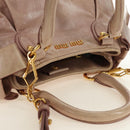 Miu Miu Ribbon Hand Bag Leather 2way Beige Gold Auth 184677M-6
