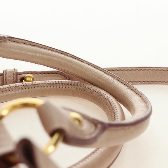 Miu Miu Ribbon Hand Bag Leather 2way Beige Gold Auth 184677M