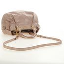Miu Miu Ribbon Hand Bag Leather 2way Beige Gold Auth 184677M-8