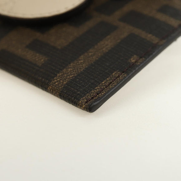 FENDI Zucca Canvas Best Friends Forever Coin Purse Brown Black Auth 184682M