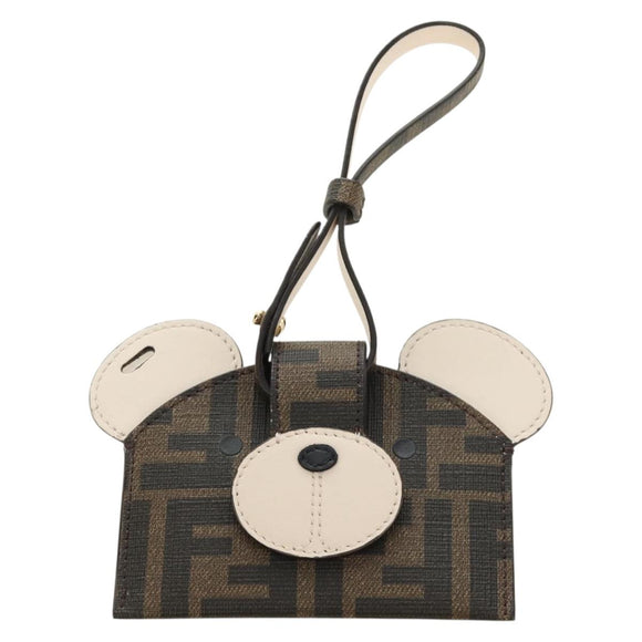 FENDI Zucca Canvas Best Friends Forever Coin Purse Brown Black Auth 184682M