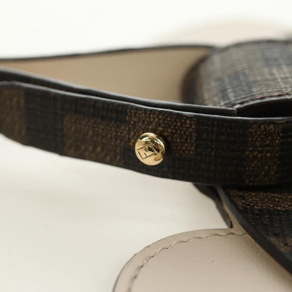 FENDI Zucca Canvas Best Friends Forever Coin Purse Brown Black Auth 184682M