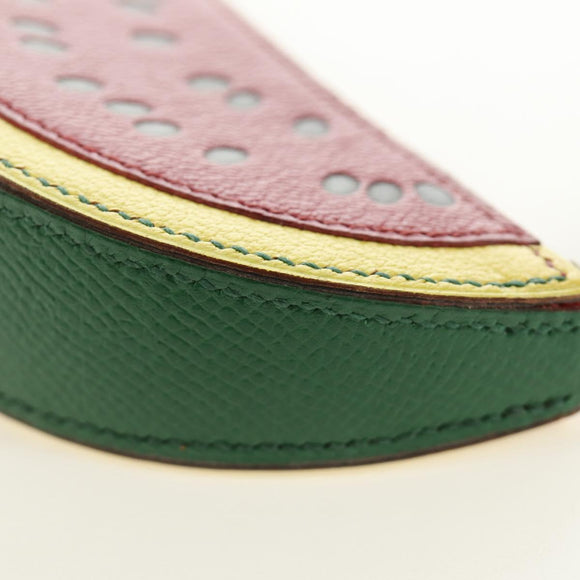 HERMES Watermelon Coin Purse Leather Red Auth 184685M
