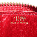 HERMES Watermelon Coin Purse Leather Red Auth 184685M-14