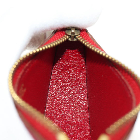 HERMES Watermelon Coin Purse Leather Red Auth 184685M