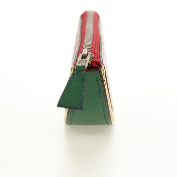 HERMES Watermelon Coin Purse Leather Red Auth 184685M
