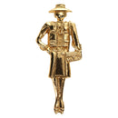 CHANEL Mademoiselle Brooch metal Gold Tone CC Auth 184687V-2