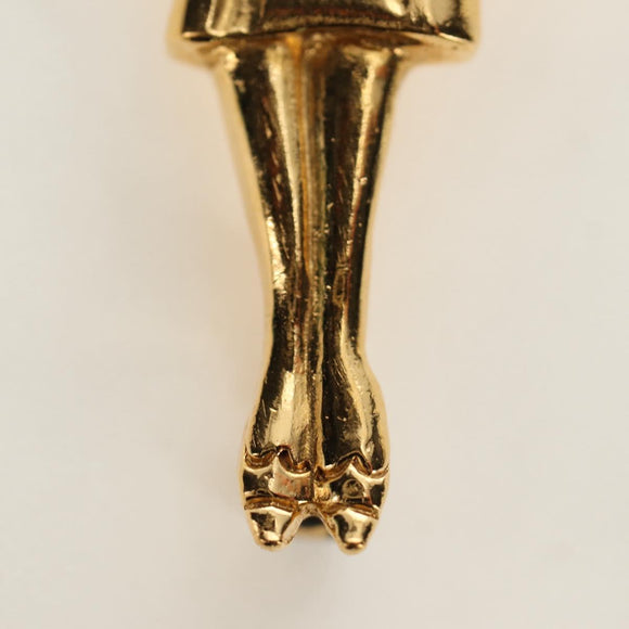 CHANEL Mademoiselle Brooch metal Gold Tone CC Auth 184687V