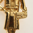 CHANEL Mademoiselle Brooch metal Gold Tone CC Auth 184687V-4
