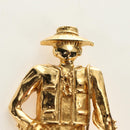 CHANEL Mademoiselle Brooch metal Gold Tone CC Auth 184687V-5