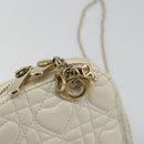 Christian Dior Heart Cannage Chain Shoulder Phone Leather White Auth 184688A-20